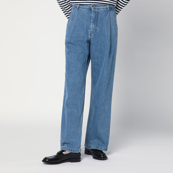 Maison Kitsuné Wide pleated blue jeans