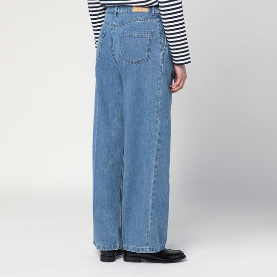 Maison Kitsuné Wide pleated blue jeans