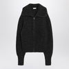 LEMAIRE Black/brown zip cardigan in alpaca blend