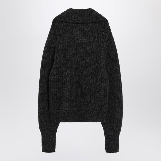 LEMAIRE Black/brown zip cardigan in alpaca blend
