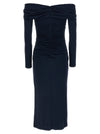 Carolina Herrera Off-shoulder 3/4 Slv Ruched Midi Dress