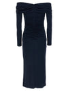 Carolina Herrera Off-shoulder 3/4 Slv Ruched Midi Dress