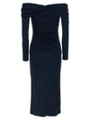Carolina Herrera Off-shoulder 3/4 Slv Ruched Midi Dress