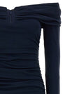 Carolina Herrera Off-shoulder 3/4 Slv Ruched Midi Dress