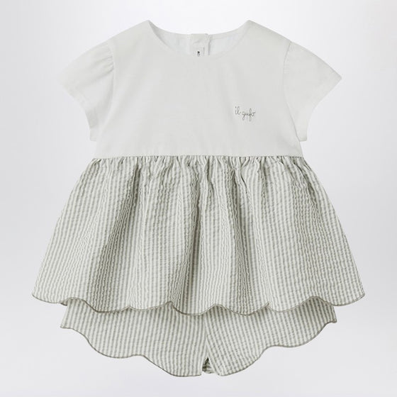 Il Gufo Granite-coloured outfit in jersey and seersucker