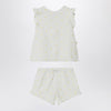 Il Gufo Two-piece white set with floral embroidery