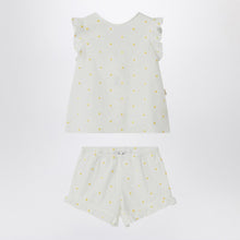  Il Gufo Two-piece white set with floral embroidery