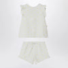 Il Gufo Two-piece white set with floral embroidery