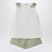  Il Gufo Two-piece white set in Liberty fabric