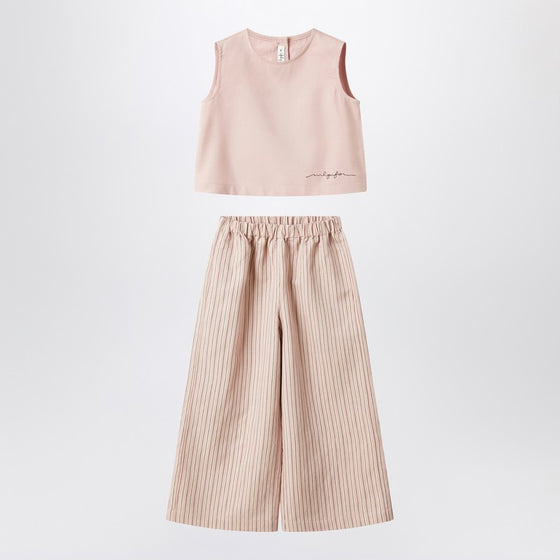 Il Gufo Blush pink striped outfit