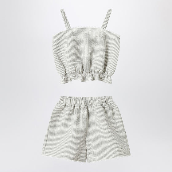 Il Gufo Granite-coloured set in striped seersucker