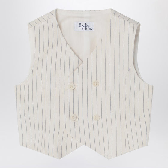 Il Gufo Double-breasted vest in pinstriped cotton