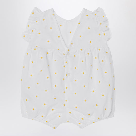 Il Gufo White romper with floral embroidery