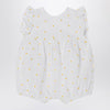Il Gufo White romper with floral embroidery