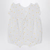 Il Gufo White romper with floral embroidery