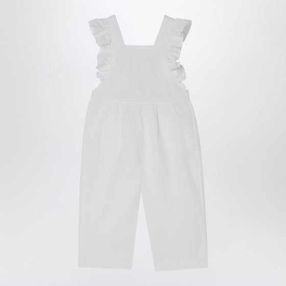 Il Gufo White linen overall with ruffles