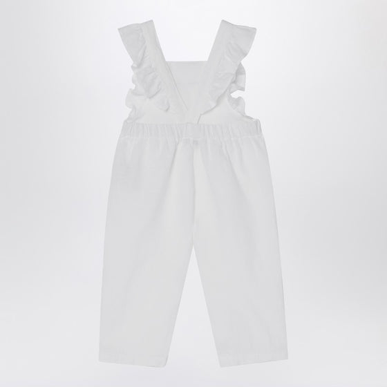 Il Gufo White linen overall with ruffles