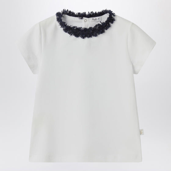 Il Gufo White T-shirt with frayed neckline