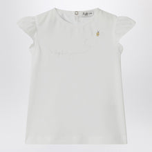  Il Gufo White T-shirt with ruffled sleeves