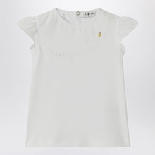  Il Gufo White T-shirt with ruffled sleeves
