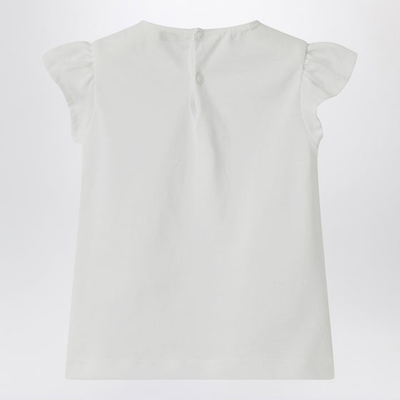Il Gufo White T-shirt with ruffled sleeves