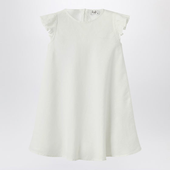 Il Gufo White linen dress with ruffles