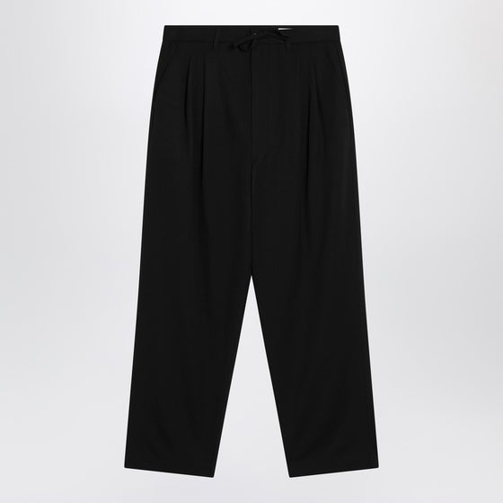 LEMAIRE Black drawstring pants in wool blend