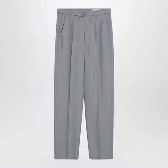LEMAIRE Grey mélange trousers with belt