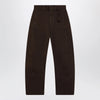 LEMAIRE Brown cotton trousers with belt