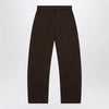 LEMAIRE Brown cotton trousers with belt