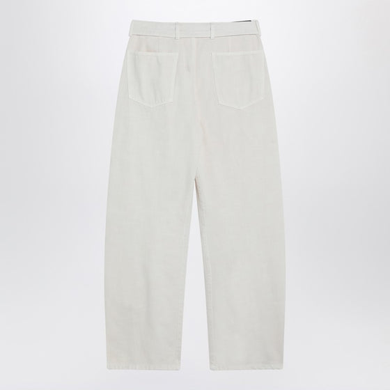 LEMAIRE Cream trousers with belt