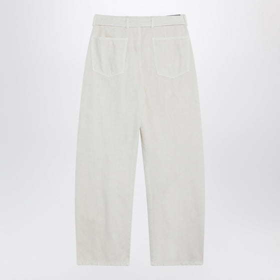 LEMAIRE Cream trousers with belt