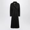 Max Mara Atelier Black pleated redingote coat in technical fabric