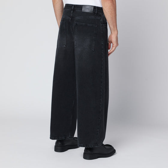 STUDIO NICHOLSON Wide-leg washed black jeans