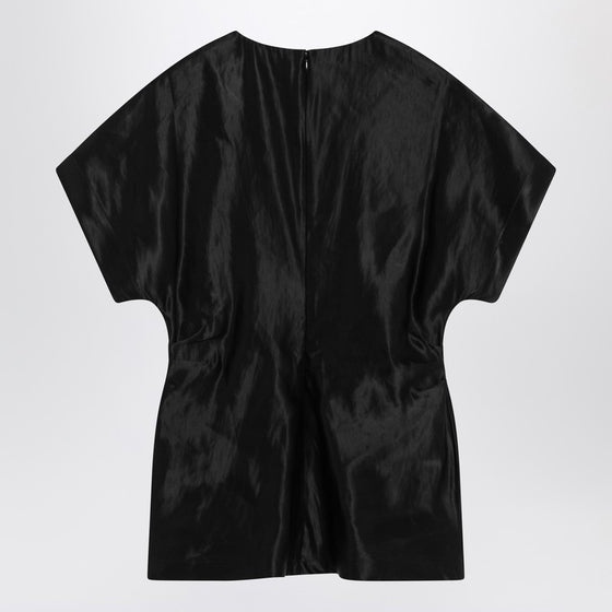 Loulou Studio Black T-shirt in linen and silk