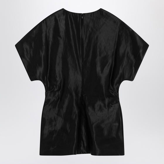 LouLou De Saison Black T-shirt in linen and silk