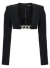 David Koma Top 3d Crystsal Chain And Square Neck