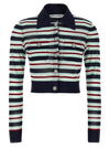 Self-Portrait Self Portrait Navy Striped Viscose Knit Cardigan