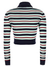 Self-Portrait Self Portrait Navy Striped Viscose Knit Cardigan