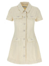 Self-Portrait Self Portrait Cream Collared Denim Mini Dress