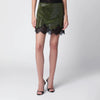 Self-Portrait SELF PORTRAIT Crystal metallic knit miniskirt in green