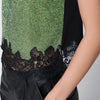 Self-Portrait SELF PORTRAIT Crystal-embellished metallic knit top in green