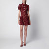 Self-Portrait SELF PORTRAIT Lace mini dress with floral buttons in burgundy