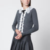 Self-Portrait SELF PORTRAIT Knitted wool cardigan with lace collar in grey
