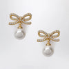Self-Portrait SELF PORTRAIT Bow earrings with pearls in gold-plated brass