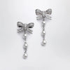 Self-Portrait SELF PORTRAIT Crystal bow and pearl drop earrings in silver