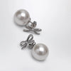 Self-Portrait SELF PORTRAIT Crystal bow and back pearl earrings in silver