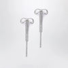 Self-Portrait SELF PORTRAIT Double crystal bow drop earrings in silver-plated brass