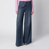 Self-Portrait SELF PORTRAIT Wide-leg denim jeans with rhinestone stripes in blue