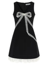 Self-Portrait Black Crêpe Bow Lace Mini Dress